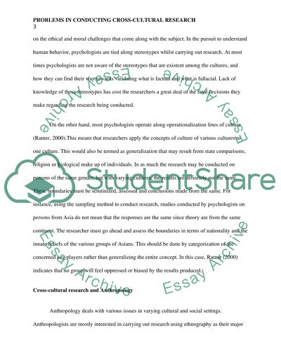 Cross-Cultural Psychology and Anthropology