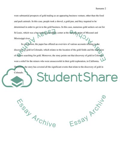 Discovery of Gold in Colorado