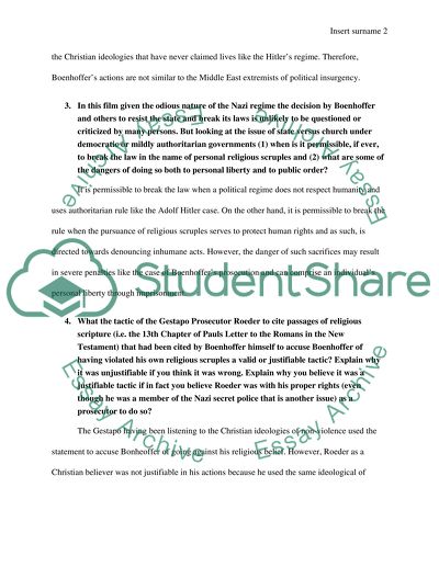 State-Church Issues in the Film Boenhoffer