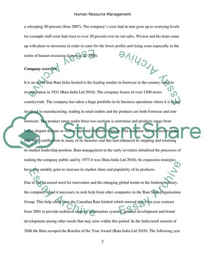 Human Resource Management of Bata Shoe Company