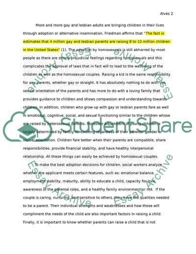 The Legalization of Adoption by Homosexuals