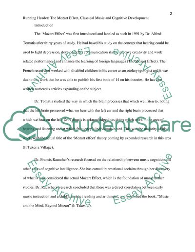 Classical Music and Infant Cognitive Development