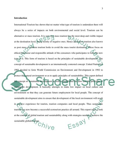 Global Tourism and Sustainability