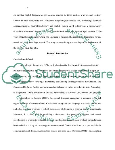 IELTS Course Project - The Intent of Needs Analysis As Regards Curriculum Development