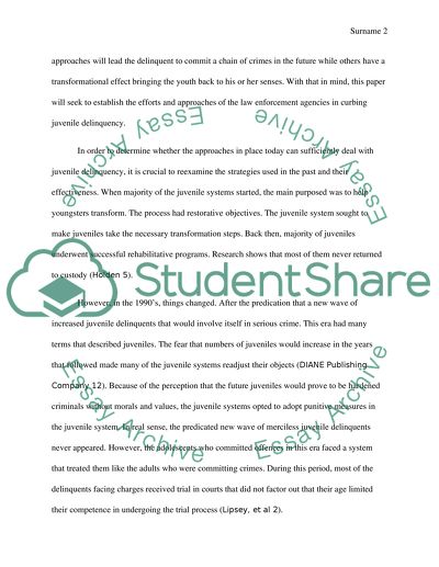 The Efforts and Approaches of the Law Enforcement Agencies in Curbing Juvenile Delinquency