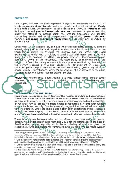 Gender and Development Specifically in the Middle East