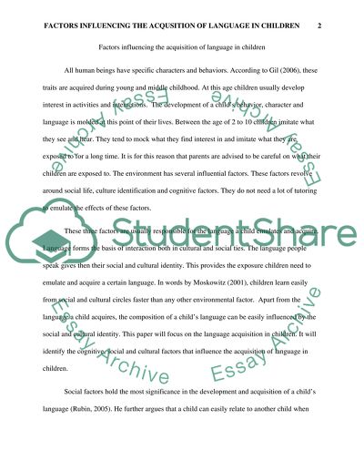 Factors Influencing the Acquisition of Language in Children
