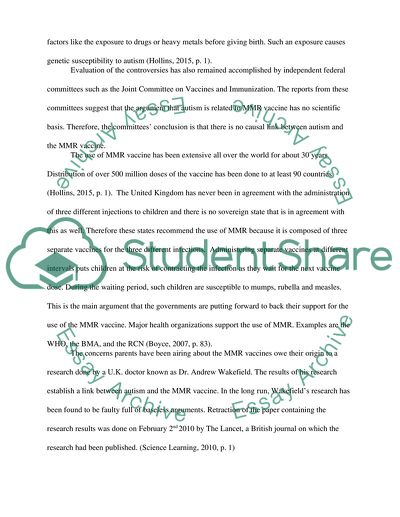 The Measles, Mumps and Rubella Vaccine