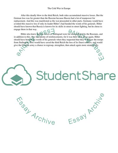 The cold war in Europe