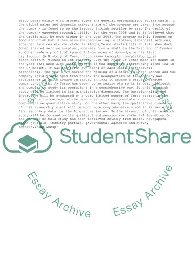 The Working Environment in Tesco