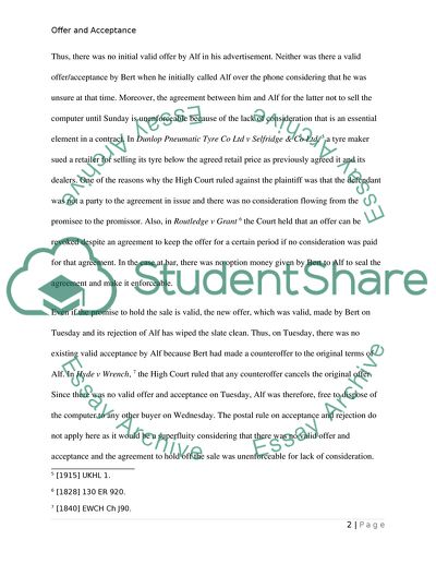 Offer and acceptance