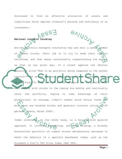 How does a Rational Investor Build the Optimal Portfolio