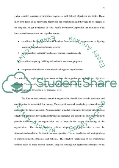 Organization and Policies of Counterterrorism