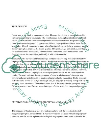 Color, Language, And Perceptual Categorization
