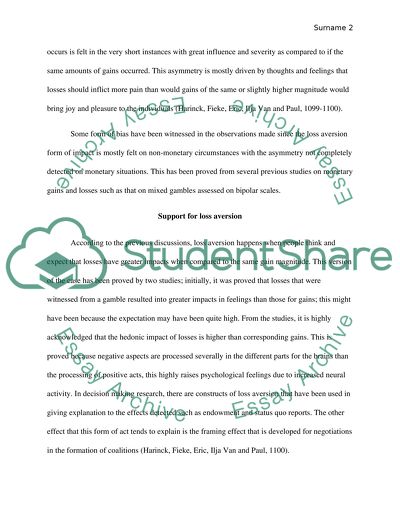 Loss Aversion Research Paper