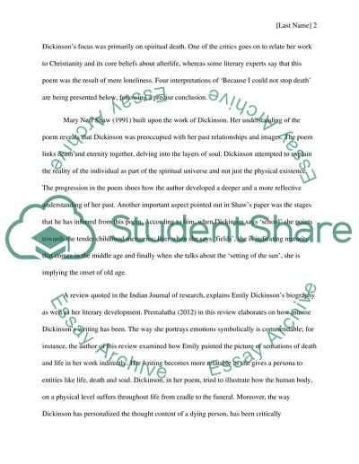 Because I could not stop for death by Dickinsons