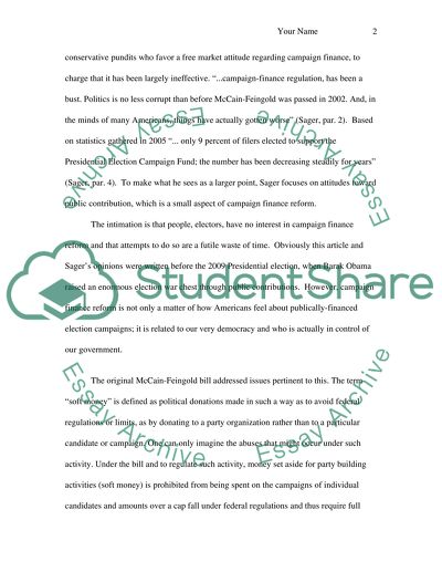 Campaign Finance Reform: Positive Steps in the Right Direction