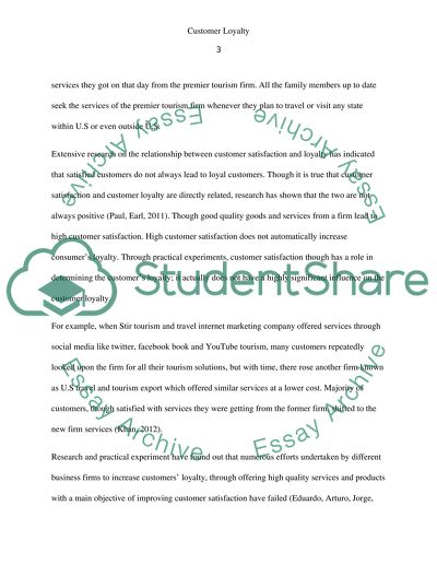 Customer Loyalty: Tourism Services Marketing Case