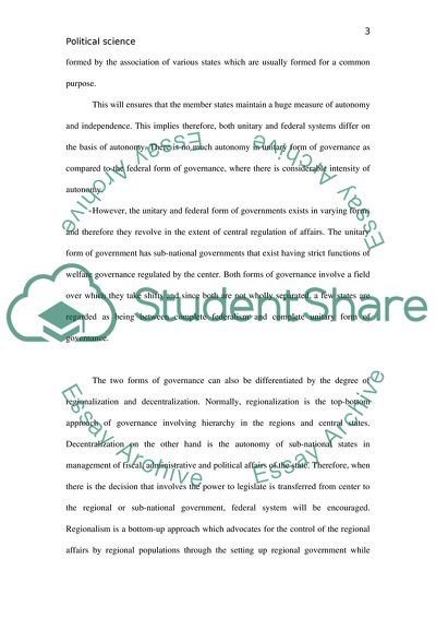 The Federal and Unitary Form of Governance