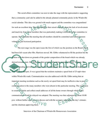 The Windsville Estate Home Owners Association Meeting