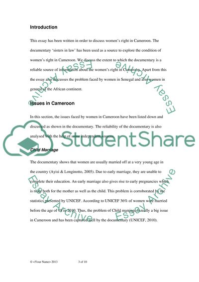 Womens Rights in Cameroon