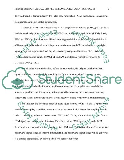 PCM Theory and Audio Reduction Codecs and Techniques