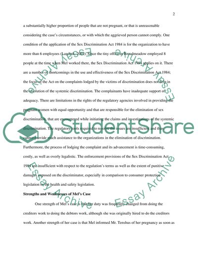 Course of Action for Mel, Strengths and Weaknesses of Mels Case