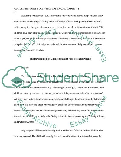 Effects on Children Raised by Homosexual Parents