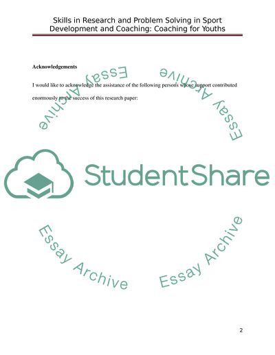 Skills in Research and Problem Solving in Sport Development and Coaching: Coaching for Youths