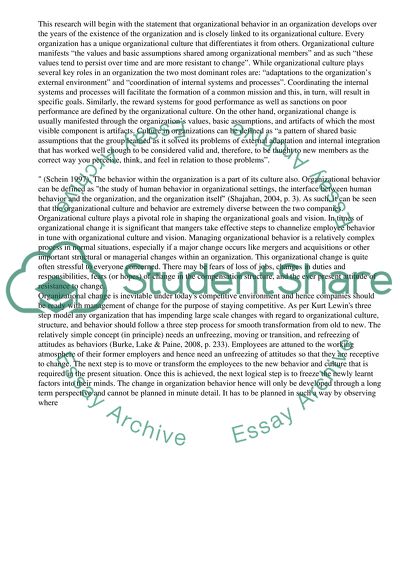 Organizational change essay