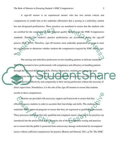 Role of Mentors in Ensuring Student Competencies