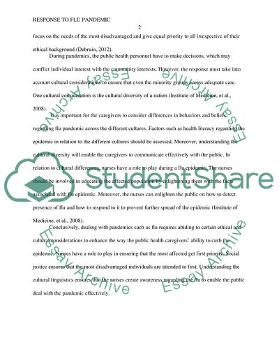 Ethical and Cultural Consideration: Role of Nurses in Response to Flu Pandemic