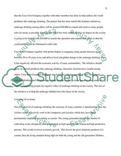 Coca Cola Company Efforts to Curb Underage Drinking