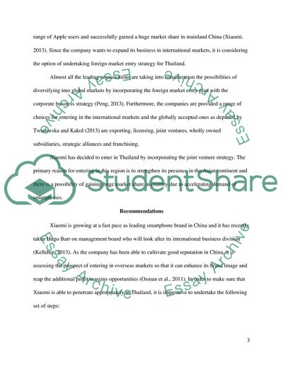 Foreign Market Entry Proposal of Xiaomi