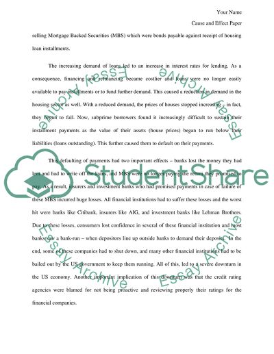 Cause and Effect Paper