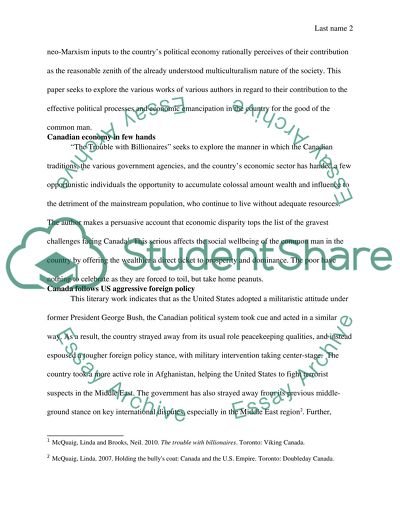 Political Economy of Canada from Various Perspectives
