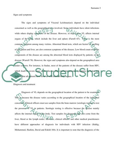 The Signs and Symptoms of Visceral Leishmaniasis