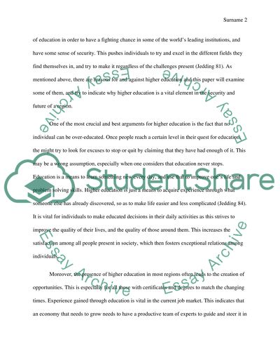 Arguments for the Presence of Higher Education