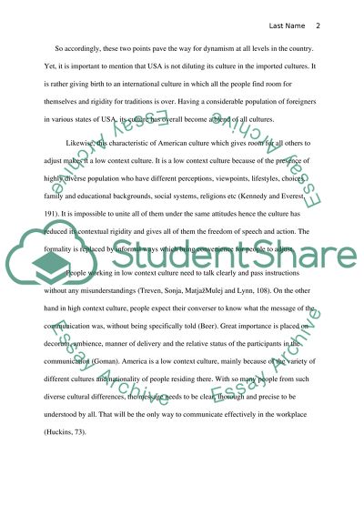 Low context culture of America