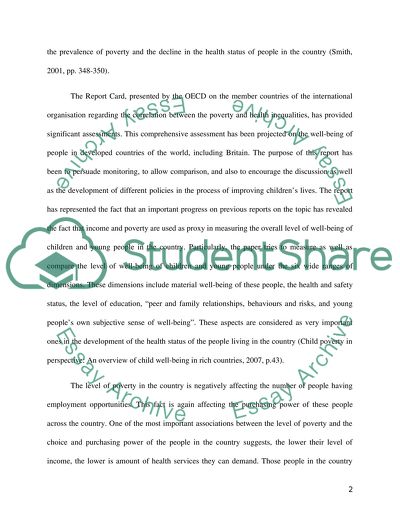 Poverty Impacts on Health and Well-Being of People in Britain