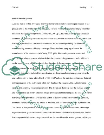 Maintenance of Sterility