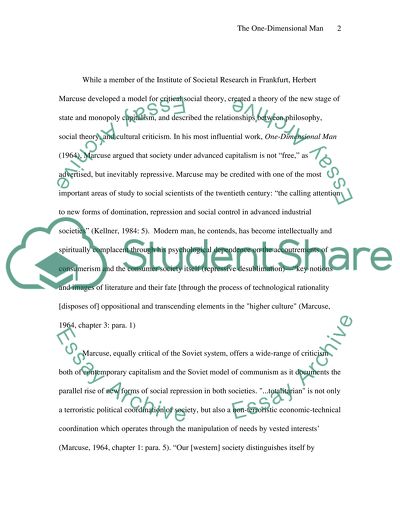 The Basic Arguments of Marcuses One Dimensional Man Thesis