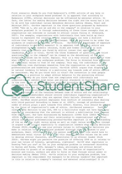 Ethical Decisions and Personal Ethics