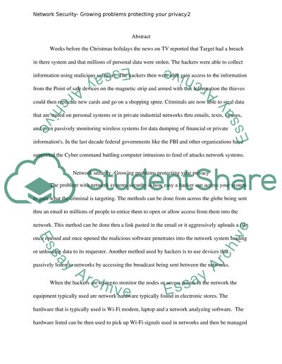 Network Security and Growing Problems Protecting your Privacy