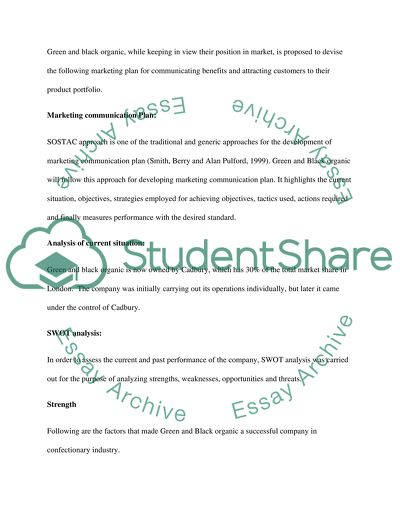 Marketing Communication Plan for Green and Black Organic