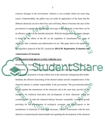 EU Chemicals Policy: Regulation, Evaluation and Authorisation of Chemicals