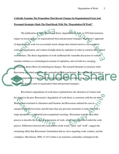 The Degradation of Work