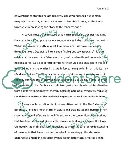 Oedipus the King and Memento - Conventions of Storytelling Analysis