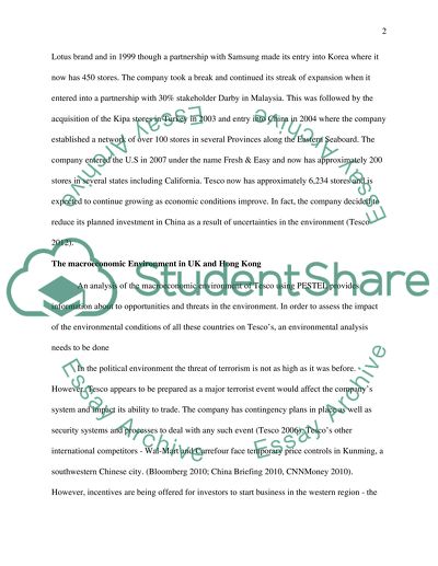 The Macroeconomic Environment in Tesco