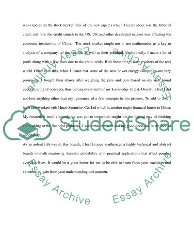 Personal statement for applying master